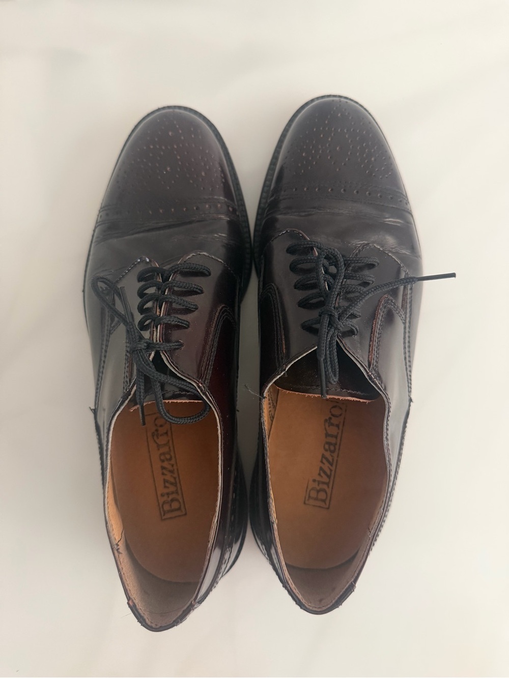 Bizzarro Italy Oxblood Leather Cap Toe Brogue Oxford Dress Shoes EU 42 US 9-9.5